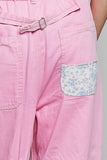 Patchwork Detail Denim Straight Fit Pants: DENIM MULTI / S
