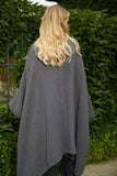 Comfy Oversized Waffle Knit Collared Jacket: Dark Grey