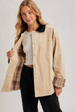 CORDUROY BUTTON DOWN BARN COAT INNER PLAID: CAMEL / M
