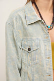 STRIPED STAR JAQUARD DENIM JACKET: SAND WASH / L