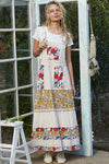 Vintage washed front pocket floral contrast dress: DENIM / L