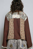 Long sleeve double gauze printed woven contrast top: CREAM / M