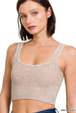 ", Square neck Washed Seamless Rib Bralette w/ Removab: DEEPCAMEL-159667 / L/XL