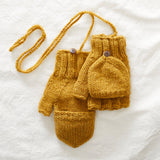 GUPTA Knit Wool Lined Mitten Fingerless Gloves: Dark Grey