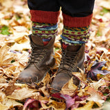 BHAWANA Fair Isle Legwarmers Handknit Waste Wool: Multi Ocean Blue