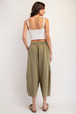 PL6329 - CROPPED RELAXED PANTS: DRY HERB / S