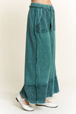 MineralWash Wide Pants with raw hem frayed details HP5536: Natural / S-M-L / 2-2-2