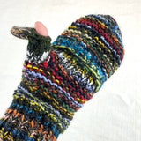 GOPAN Mittens Multi Waste Wool Detachable String: Multi Cream