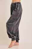 Zen Mineral Washed Ribbed  Baggy Lounge Balloon Pants HP7610: HotCocoa / S-M-L / 2-2-2