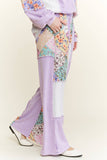 Mineral Washed Floral WaveKnit Jacquard Boho Pants HP6106: Natural / S-M-L / 2-2-2