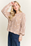 CESW4190- RIBBED TEXTURED KNIT SWEATER: KHAKI / S-M-L(2-2-2)