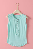 Raw Edge Ribbed Henley Tank: MINT / S-M-L:2-2-2