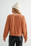 Raw Edge Waffle Knit Boatneck Pullover: DARK PLUM / S:M:L (2:2:2)