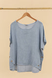 Blouse in 50% linen and 50% cotton REF. 4649: Duck Green