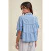 TIERED DENIM BUTTON-UP SHIRT / WL24-9656: DENIM / L