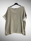 Linen cotton blend t-shirt 10% LINEN 90% COTTON 6763: Tabacco