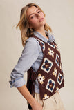 Crochet Granny Square Tassel Tie Vest LSW1006: Ecru / M