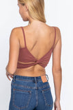 ,.SI-22427 FITTED REMOVABLE BRA CUP TWISTED BACK CAMI: BRN-sepia-133946 / S