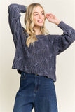 CESW4190- RIBBED TEXTURED KNIT SWEATER: KHAKI / S-M-L(2-2-2)