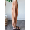 WASHED PLEAT DETAIL COTTON LINEN PANTS: BRICK / S-M-L-XL(2-2-2-2)