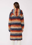 Knit Space Dye Long Sleeve Open Front Cardigan: Navy/Taupe / One Size