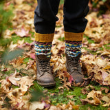 BHAWANA Fair Isle Legwarmers Handknit Waste Wool: Multi Rust Orange