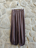 REF30581 BALLOON STYLE TROUSERS 100% LINEN: Brown