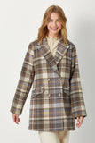 60383 Double Breast Plaid Jacket: Maple Mix / L