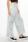 BEST Mineral Wash Wide leg Cropped pants HP5524.: S-M-L / 2-2-2 / Navy