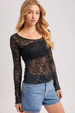 LETTUCE-EDGE SHEER MESH TWO WAY TOP: ECRU / L