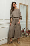 100% linen trousers REF.30235: Light Grey / Unique