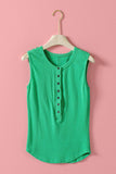 Raw Edge Ribbed Henley Tank: MINT / S-M-L:2-2-2
