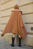 Comfy Oversized Waffle Knit Collared Jacket: Camel