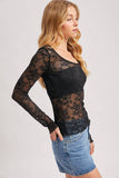 LETTUCE-EDGE SHEER MESH TWO WAY TOP: ECRU / S