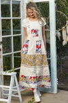 Vintage washed front pocket floral contrast dress: DENIM / L
