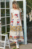 Vintage washed front pocket floral contrast dress: DENIM / L