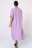 Long dress in 100% linen REF.7161: Wasabi / Unique