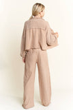 Mineral Wash Button Cropped Shacket HT5560: Vintage Olive / S-M-L / 2-2-2