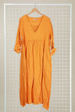 3382C PREMIUM LINEN LONG DRESS: WHITE