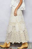 Crochet patterns embroidered maxi skirt: NATURAL / OS