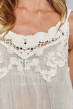 Crochet Lightweight Openwork Chenille Knit Semi-Cropped Top: CREAM / OS