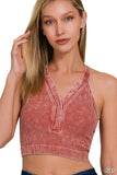 ,.._ SI-25407 Washed Seamless rib snap button crop tank w/ cut-ou: LT TEAL-160842 / S/M