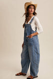 Western Wide-Leg Denim Overalls LRP0336: Sunwashed Blue / Contemporary / L