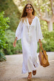 CWDMD6336_LINEN COTTON BUTTON DOWN SHIRT MAXI DRESS: KHAKI / (XL) 1