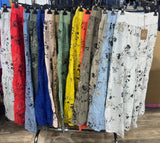 Floral print trousers in 100% Linen REF. 30526: Duck Green