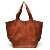 Women's Soft Leather Large Capacity Shoulder Tote Bag: Yellow
