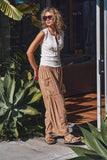 Striped Cotton Drawstring Harem Pants: SAGE / S-M-L:2-2-2