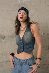 DENIM VEST S10471: DARK DENIM / MEDIUM\