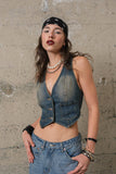 DENIM VEST S10471: DARK DENIM / MEDIUM\