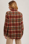 BUTTON DOWN PLAID SHACKET: GREY COMBO / L